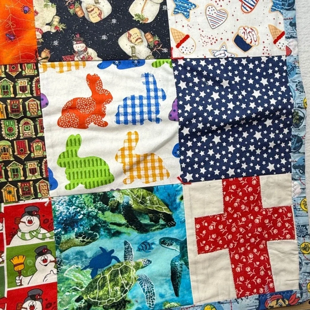 Handmade Patchwork Quilt Throw Blanket halloween Dogs‎ Money Christmas